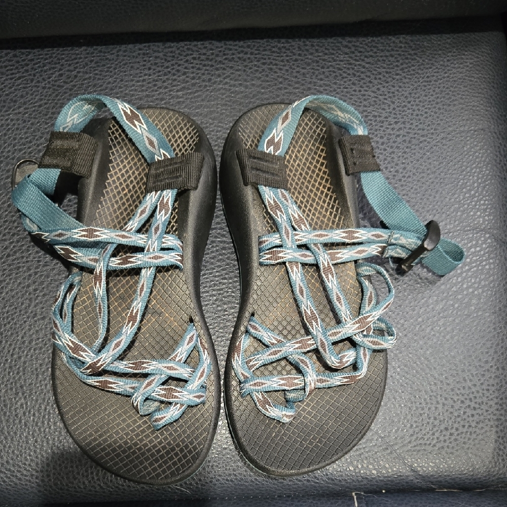 Chaco Teal and Black Strappy Sandals
